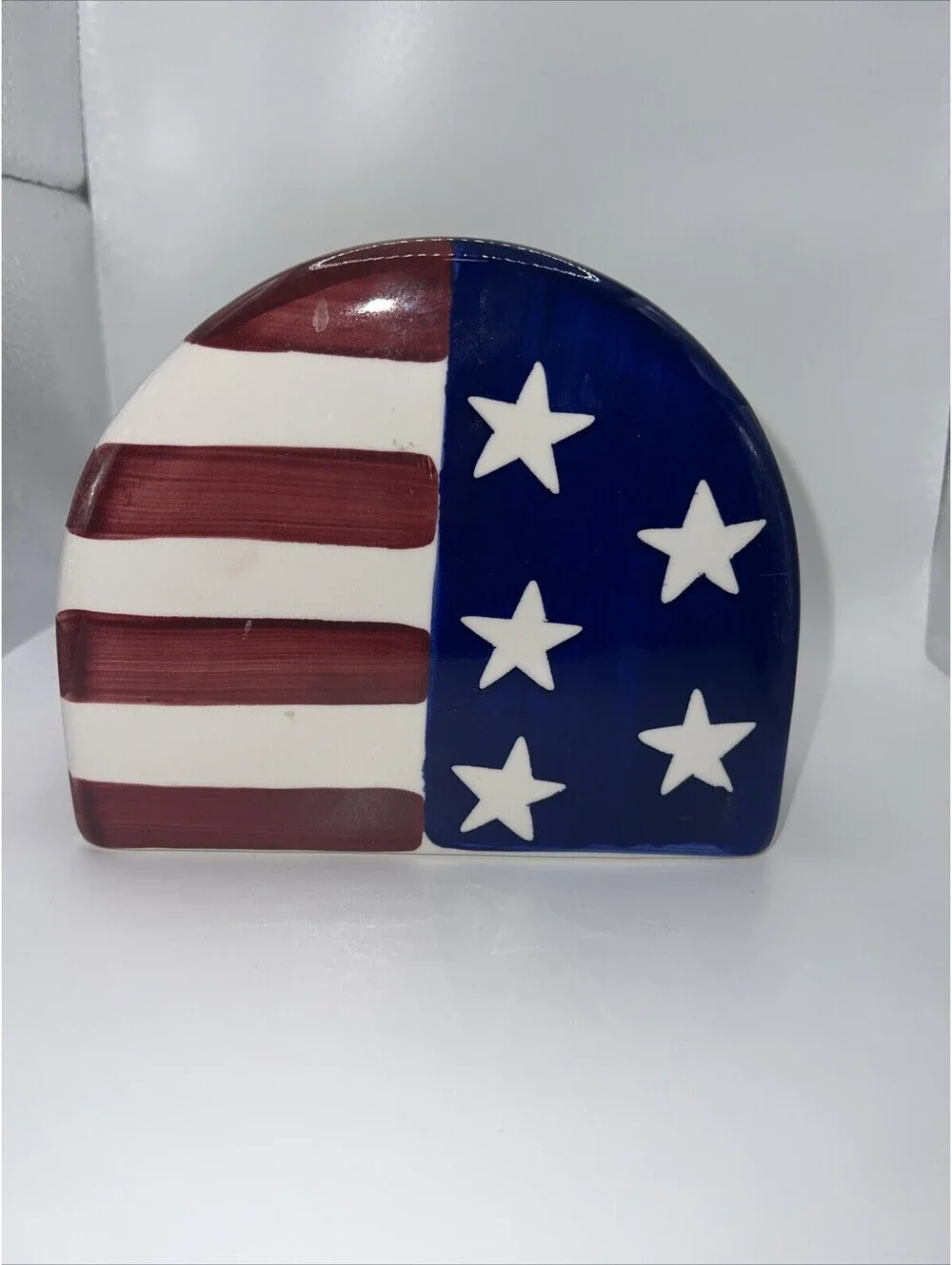 Large Patriotic Salt And Pepper Shakers And Napkin Holder